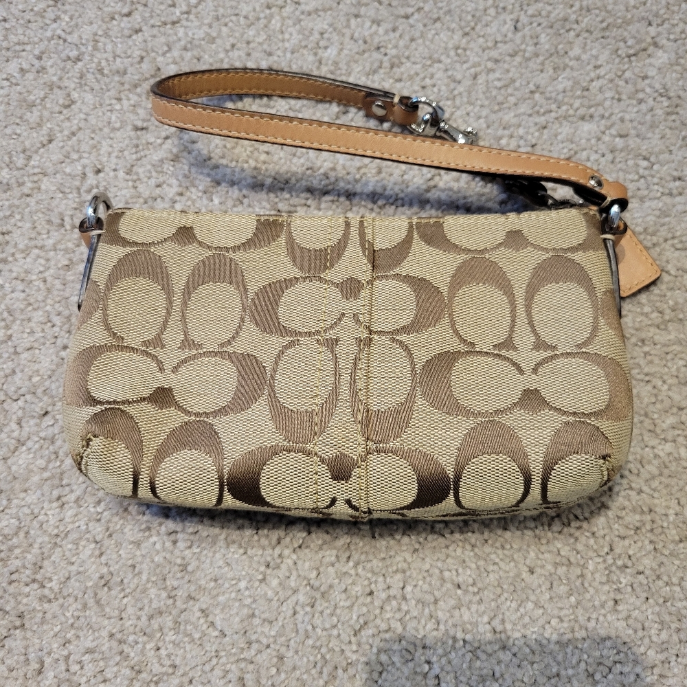 Coach Canvas Mini Purse Wristlet Signaure Sufflette Print - Picture 3 of 11